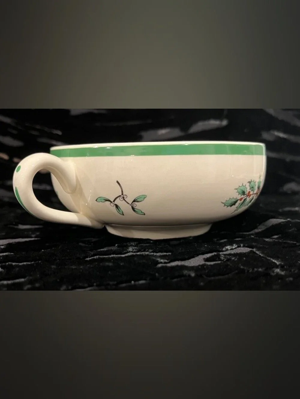Vintage Spode Christmas Tree Double Handle Cream Soup Bowl Made in England 1988